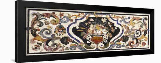 A Florentine Pietra Dura Table Top Centred by a Bowl of Fruit and Flowers (Pietra Dura)-Antoine Auguste Ernest Herbert-Framed Giclee Print