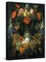 A Flower and Fruit Wreath-Abraham Mignon-Stretched Canvas