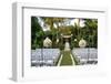 A Flower Bouquet with Roses in Front of Rows of Chairs at a Wedding Ceremony-SeanPavonePhoto-Framed Photographic Print