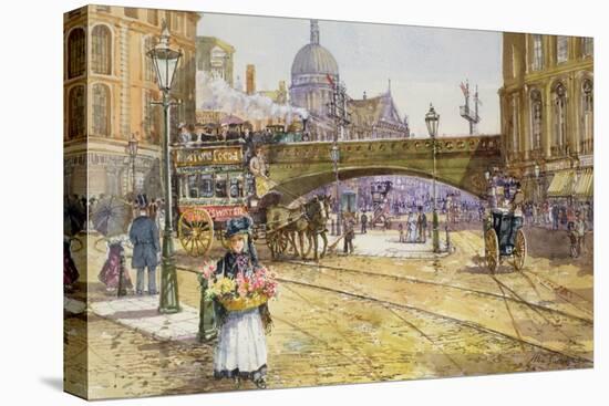 A Flower Girl in Blackfriars-John Sutton-Stretched Canvas