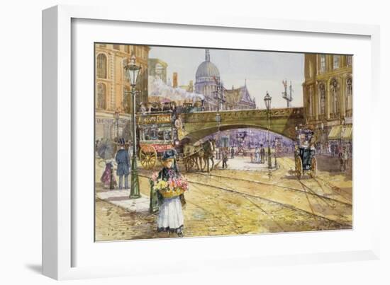 A Flower Girl in Blackfriars-John Sutton-Framed Giclee Print