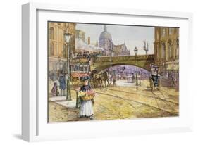 A Flower Girl in Blackfriars-John Sutton-Framed Giclee Print