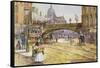 A Flower Girl in Blackfriars-John Sutton-Framed Stretched Canvas