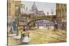 A Flower Girl in Blackfriars-John Sutton-Stretched Canvas