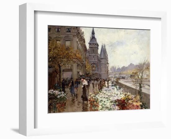 A Flower Market Along the Seine-Georges Stein-Framed Giclee Print