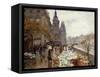 A Flower Market Along the Seine-Georges Stein-Framed Stretched Canvas