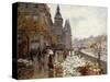 A Flower Market Along the Seine-Georges Stein-Stretched Canvas