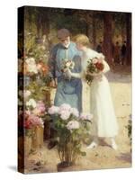 A Flower Market; Au Marche Aux Fleurs-Victor Gabriel Gilbert-Stretched Canvas