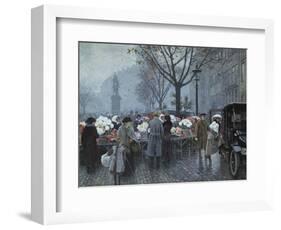 A Flower Market, Hojbroplads, Copenhagen-Paul Fischer-Framed Giclee Print