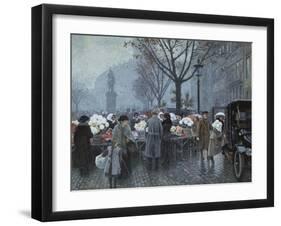 A Flower Market, Hojbroplads, Copenhagen-Paul Fischer-Framed Giclee Print