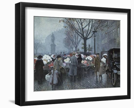 A Flower Market, Hojbroplads, Copenhagen-Paul Fischer-Framed Giclee Print