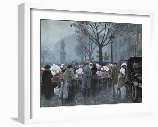 A Flower Market, Hojbroplads, Copenhagen-Paul Fischer-Framed Giclee Print