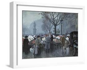 A Flower Market, Hojbroplads, Copenhagen-Paul Fischer-Framed Giclee Print