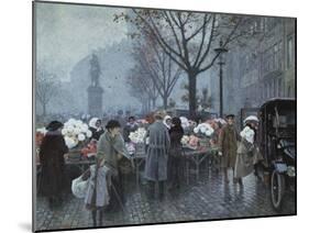 A Flower Market, Hojbroplads, Copenhagen-Paul Fischer-Mounted Giclee Print