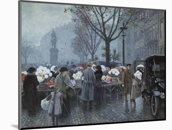 A Flower Market, Hojbroplads, Copenhagen-Paul Fischer-Mounted Premium Giclee Print