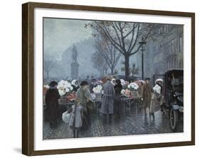 A Flower Market, Hojbroplads, Copenhagen-Paul Fischer-Framed Giclee Print