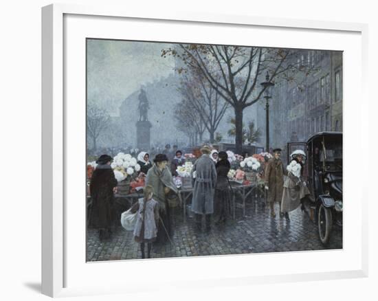 A Flower Market, Hojbroplads, Copenhagen-Paul Fischer-Framed Giclee Print