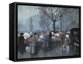 A Flower Market, Hojbroplads, Copenhagen-Paul Fischer-Framed Stretched Canvas