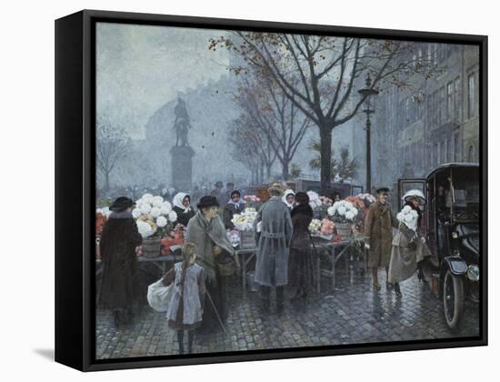 A Flower Market, Hojbroplads, Copenhagen-Paul Fischer-Framed Stretched Canvas