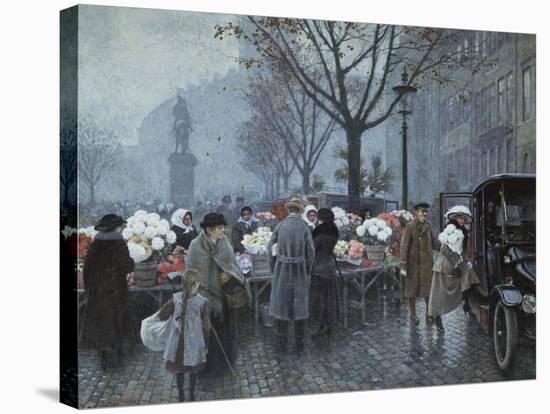 A Flower Market, Hojbroplads, Copenhagen-Paul Fischer-Stretched Canvas