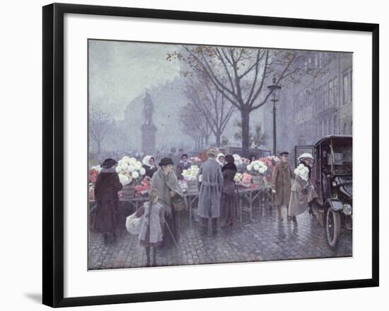 A Flower Market, Hojbroplads, Copenhagen-Paul Fischer-Framed Premium Giclee Print