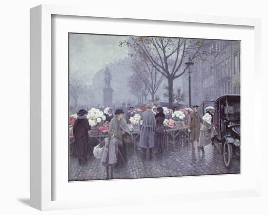 A Flower Market, Hojbroplads, Copenhagen-Paul Fischer-Framed Giclee Print