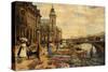 A Flower Market on the Seine-Checa y Sanz Ulpiano-Stretched Canvas