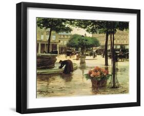 A Flower Seller Near the Louvre-Victor Gabriel Gilbert-Framed Giclee Print