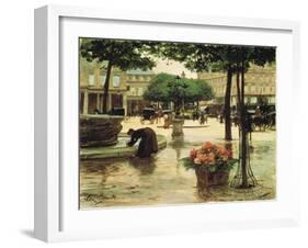 A Flower Seller Near the Louvre-Victor Gabriel Gilbert-Framed Giclee Print