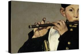 A flute player, Detail, Painting by Edouard Manet-Edouard Manet-Stretched Canvas