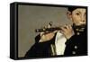 A flute player, Detail, Painting by Edouard Manet-Edouard Manet-Framed Stretched Canvas