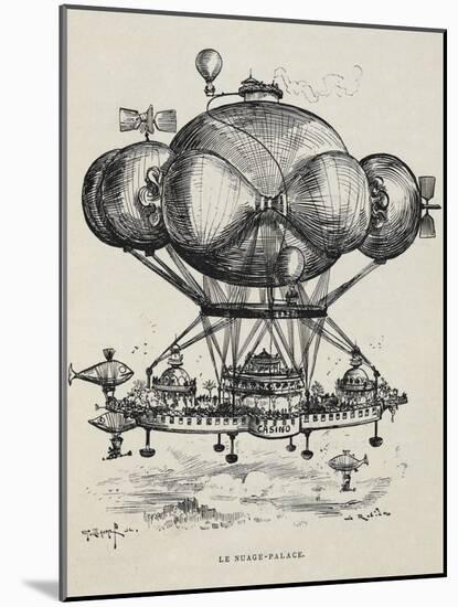 A Flying Casino Supported by Air Ballons and Other Air Machines-Albert Robida-Mounted Giclee Print