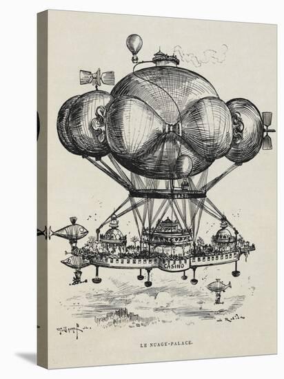 A Flying Casino Supported by Air Ballons and Other Air Machines-Albert Robida-Stretched Canvas