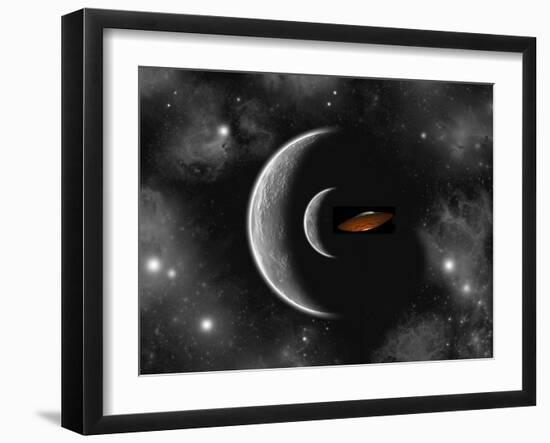 A Flying Saucer Flying Away from its Homeworld-Stocktrek Images-Framed Art Print