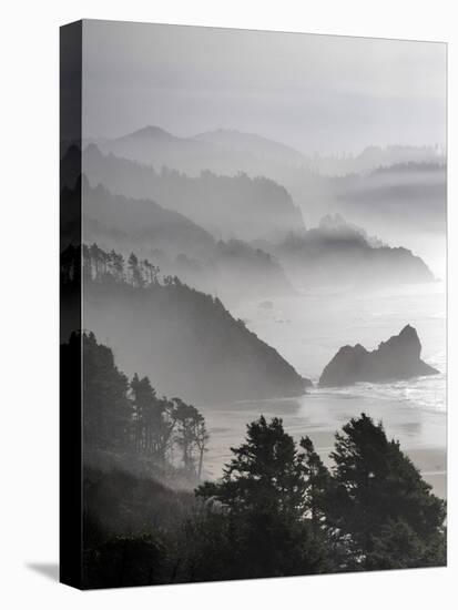 A Foggy Day on the Oregon Coast Just South of Cannon Beach.-Bennett Barthelemy-Stretched Canvas