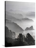 A Foggy Day on the Oregon Coast Just South of Cannon Beach.-Bennett Barthelemy-Stretched Canvas
