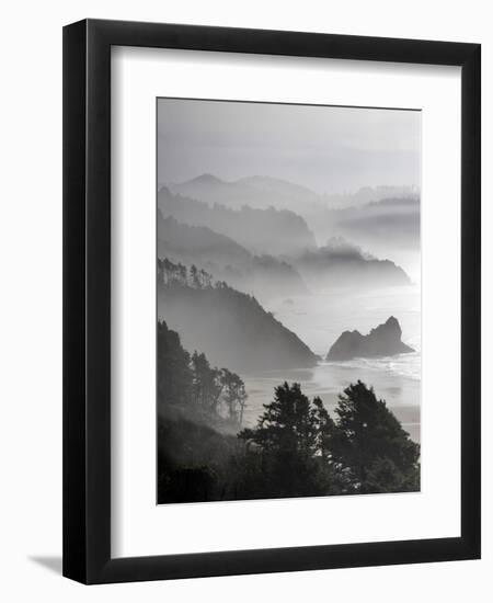 A Foggy Day on the Oregon Coast Just South of Cannon Beach.-Bennett Barthelemy-Framed Premium Photographic Print