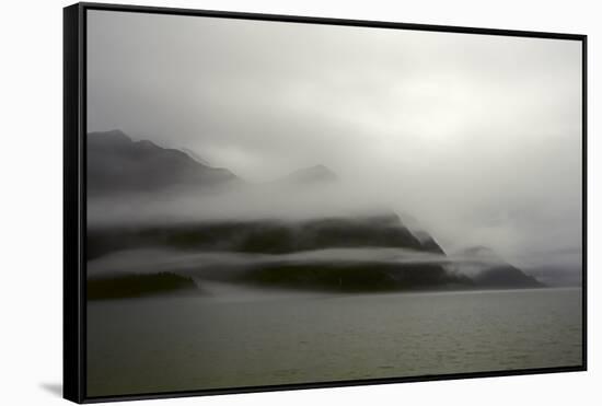 A Foggy Mist Layers the Mountains of Resurrection Bay in Alaska-Sheila Haddad-Framed Stretched Canvas