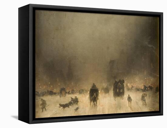 A Foggy Night in London-James Abbott McNeill Whistler-Framed Stretched Canvas