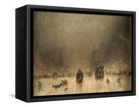 A Foggy Night in London-James Abbott McNeill Whistler-Framed Stretched Canvas
