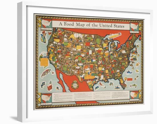 A Food Map of the United States-null-Framed Giclee Print