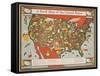 A Food Map of the United States-null-Framed Stretched Canvas