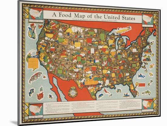 A Food Map of the United States-null-Mounted Giclee Print