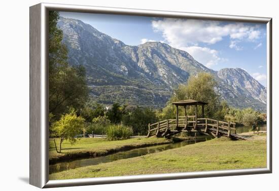 A Foot Bridge with Views of the Bay of Kotor, Morinj, Montenegro, Europe-Charlie Harding-Framed Photographic Print