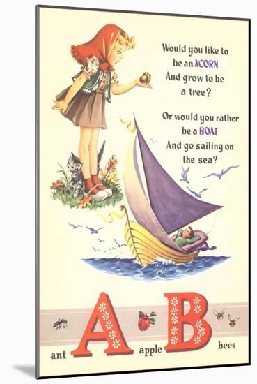 A for Acorn, B for Boat-null-Mounted Art Print