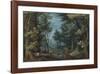 A Forest Landscape with Hunters Giving Chase to a Stag-Pieter Bruegel the Elder-Framed Premium Giclee Print