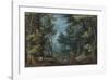 A Forest Landscape with Hunters Giving Chase to a Stag-Pieter Bruegel the Elder-Framed Premium Giclee Print