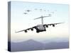 A Formation of 17 C-17 Globemaster IIIs Fly Over the Blue Ridge Mountains-Stocktrek Images-Stretched Canvas