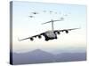 A Formation of 17 C-17 Globemaster IIIs Fly Over the Blue Ridge Mountains-Stocktrek Images-Stretched Canvas