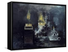 A Foundry: Hot Metal Has Been Poured into a Mould and Inflammable Gas Is Rising-Graham Sutherland-Framed Stretched Canvas